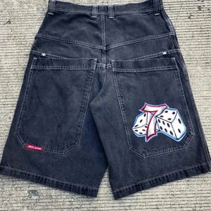 JNCO shorts y2k harajuku hip hop lucky dice impressão gráfica retrô ginástica de jeans de ginástica de ginástica de basquete de basquete 240415