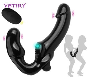 Sex toy massager Strapless Strapon Dildo Vibrator Strapon for Lesiban Remote Control 10 Speed Doubleheads Women Toy Adult7289123