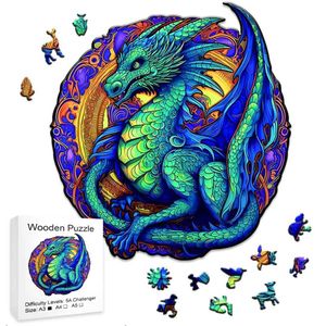 3D -pussel Färgglada drake träpussel för pusselentusiaster unika stressavlastande leksaker gåvor för hemdekoration och hemmamatcher 240419