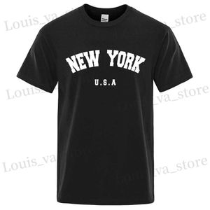 T-shirty męskie U.S.A New York USA City Strt Drukowane koszulki dla mężczyzn luźne duże koszulki Twą oddychanie krótkie bawełniane ubranie T240419