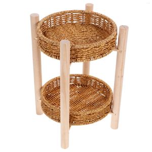 Dinnerware Sets Multi-tiered Fruit Bowl Woven Basket Serving Multi-function Tray Desktop Storage Pp Party Shelf For Bedroom