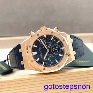 Funkcjonalny AP nadgarstek Royal Oak Series 26240OR Rose Gold Blue Tlate Belt Mens Fashion Business Sport Back Transparent Mechanical Watch