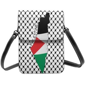 Bags Palestine Flag Map Shoulder Bag Kufiya Hatta Bulk Vintage Mobile Phone Bag Leather School Female Bags