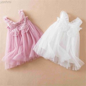 Kızın Elbiseler Yeni Bebek Kız Kelebek Kanatları Peri Prenses Elbise Güzel Çocuklar Yaz Kolsuz Tül Elbise Çocuk Doğum Günü Partisi Elbise D240419