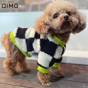 Hundkläder oimg fleece hundar hoodies plädtröja för valpkläder vinter varma små kläder bichon neddy söt husdjur katt tröjor