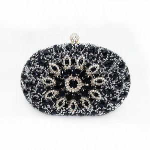 Luxus Retro -Frauen Schulter Clutch Bag Abendbeutel mit Diamond Perlen Perlen Messenger Handtasche für Party