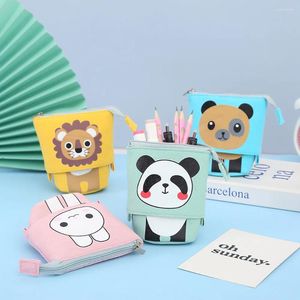 Pen Pencil Torba Cartoon Animal Animal Bear Panda Lion Canvas Fold Standing Holder Organizator organizator dzieci