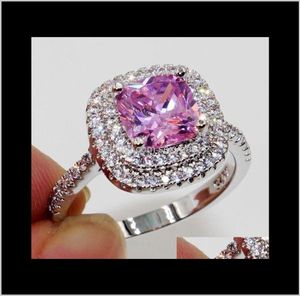 Solitaire Luxury Women Ring Fashion Fashion Sier Gemstone Simulato Diamond Engagement Anelli per donne gioielli 1NXV03875018