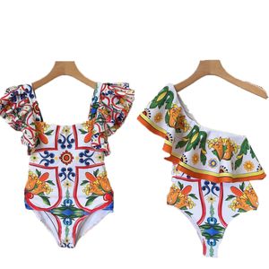 Vintage Women Swimsuit Designer Tryckt en bit baddräkt Bikini Kvinnor Baddräkt Bikinis badkläder badstrand badkläder