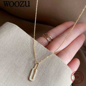 ペンダントネックレスWoozu 14Kゴールドメッキゴーバル楕円形の舗装CZジルコン925女性用スターリングシルバーペンダントネックレスフレンチロックパーティージュエリーギフト240419