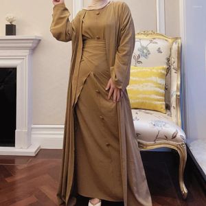 民族衣類Eid Ramadan Mubarak Kaftan Abaya Dubay yamono Turkey Islam Pakistan Muslim Sets Long Dress Women Robe Longue Djellaba Femme