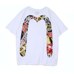 Chaopai 2023 New High Street Fishing Prayer Festival Big M Print White Pure Cotton Roose Half Sleeme短袖Tシャツ男性807203