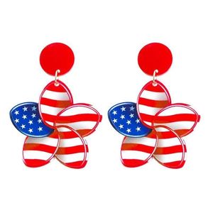 Dangle Kronleuchter amerikanischer Unabhängigkeitstag Ohrringe Rotblau Streifen Flagge ethnische Acrylhänge Drop Lieferung Schmuck DHNE9