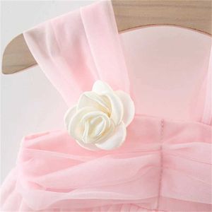 Kızın Elbiseleri Tatlı Çiçek Peri Bebek Kız Parti Elbiseleri Yaz Düz Renk Kişesi Prenses Gece Elbise Kostüm 0 ila 3 Yaşındaki Çocuklar D240423