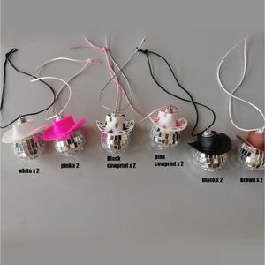 Decorative Objects & Figurines 12Pcs Cowgirl Decor Favors Cow Print Pink Hat Car Charm Rear View Mirror Hanger Western Accessories Cre Dhq4U