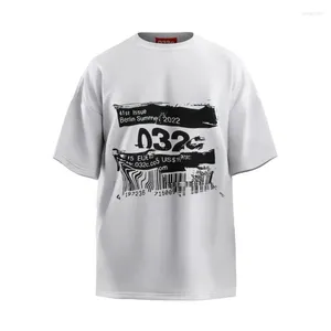 Camisetas masculinas de boa qualidade 2024SS 032C T-shirt Men Men Men Oversized qr Code Imprimindo Tee Vinage Camisa masculina