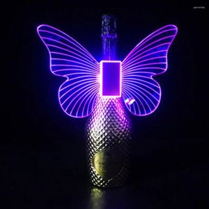 Party Decoration 1Set Laddningsbar RGB Färg LED Strobe Glödande fjärilsvingar Lampor Champagne Sparkler Bottle Service Decor