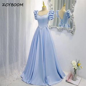 Party Dresses Elegant Square Neck Puff Sleeves Bow Pearl Floor Length Princess Design Evening 2024 Prom Bowns