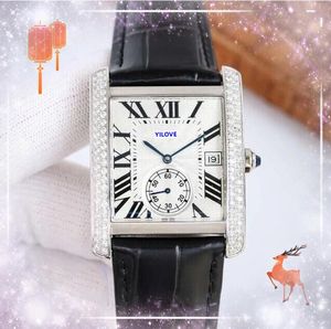 Famous Square Big Dial Watch Luxury Roman Tank Series Men Clock Quartz Movement Boy Look