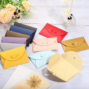Gift Wrap 36Pcs 10.5x7cm Small Greeting Card Name Envelope Heart Shaped Clasp Cards Holder Love Pearlescent Paper Mini Envelopes