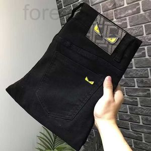 Men's Jeans designer Autumn and Winter Black High end Fashion Brand Casting Printing Casual Versatile Slim Fit Small Foot Pants KWKL