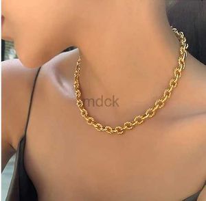 Pendant Necklaces Brass With 18K Gold Geo OT Chained Necklace Women Jewelry Designer T Show Runway Gown Rare INS Japan Korean Fashion 240419