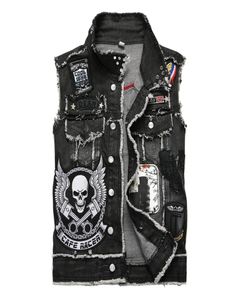 Klassisk vintage Men039s Labeling Style Flagg Print Denim Vest Tops ärmlös jeansjacka Slim Waistcoat män Kläder USA: s storlek M7114583