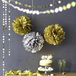 Flores decorativas 5pcs 10 25cm Gold Artificial Flower Hydrangea Papel de papel Garland Party Wedding Fake Balls Pompom Home Decoration