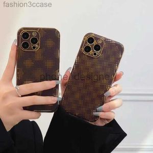 Top Designer Leather Phone Cases For iPhone 15 14 13 Pro Max 12 Mini 11 Xs XR X 8 7 Plus Brand Electroplated Old Flower Luxury Mobile Shell Full coverage Protection Case