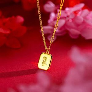 Pendant Necklaces Womens 999 Gold Elegant Pendant for Women Advanced English Necklace Rose Brand Pendant Necklace Luxury and Fashion Jewelry 240419