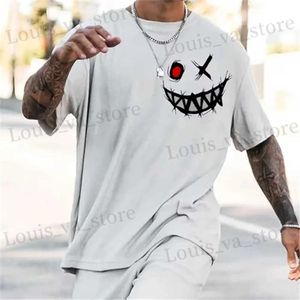 Męskie koszulki Męskie T-shirt 3D wydrukowane złe twarz krótka koszulka T-shirt Osoby Ogółem koszulka T-shirt Strt Mens 2XS-6xl T240419