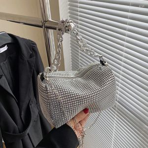 Bag Luxury Rhinestone Chain Crossbdoy Female Portable Small Handbag Women Underarm Pillow Design Clutch Shoulder Purse