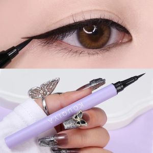 Eyeliner silkeslen matt svart flytande eyeliner smink ultrafin vattentät inte blommar varaktigt ögonfoder lätt att bära ögon kosmetikverktyg