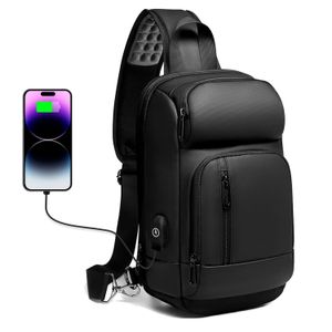 Eurcool Slings Bags für Männer Brust wasserdichte Cross -Body -Umhängetasche für das Hemdgeschenk Messenger Pack mit USB -Laden 97 iPad 240407