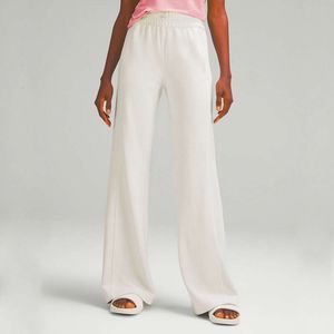 Tasarımcı Lulumon Kadın Taytları Diş Softstem Softstem Yoga Geniş Bacak Pantolon Dikey Cepler Düz Bacak Pantolon Günlük Pantolon