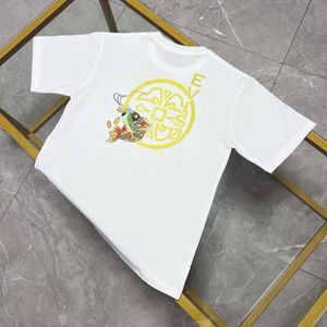 2024 Plate Original Label Trendy Brand EV Fushen Home Flower Carp Print Leisure Short Sleeved T-Shirt Pure Cotton Top Men's 481245