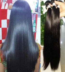 Indian Human Remy Virgin Hair Proste włosy Weves Unforted Hair Extensions Naturalny kolor 100 gbundle Double Wefts 3bundleslot1802513
