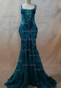 2016 Dark Green Mermaid Scoop Neckline Beaded Lace Appliqued Evening Dresses dhyz 01 Buy 1 get 1 Necklace1426890