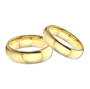 Wedding Rings Classic Plain Golden Tungsten Carbide Finger Ring His And Hers Anniversary Band Couple For Men Women3298812