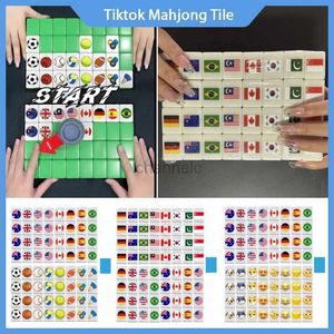 3D Puzzles 64 Blocks Tiktok Seaside Escape Mahjong Tile Game With Pattern Of Flag Ball Players Funny Parent Child Party Game Puzzle Toy 240419