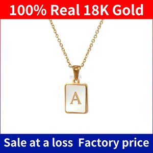 Подвесные ожерелья Szjinao Письмо ожерелье 18K Gold 100% Real с подвеской для женщин для женщин AU750 Уникальные ювелирные изделия k Золотой подарки на день рождения новый в 240419