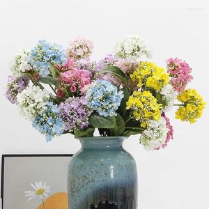 Decorative Flowers 2pcs 70cm Origin Artificial 3head Snowball Pastoral Korean Hydrangea Wedding Home