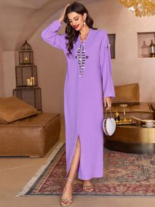 Ubranie etniczne Ramadan Eid Hooded Abaya Jalabiya Arabic Long Dress Marokańska diamentowa kaftan Kobiety muzułmański islam Dubai impreza wieczorna suknia imprezy