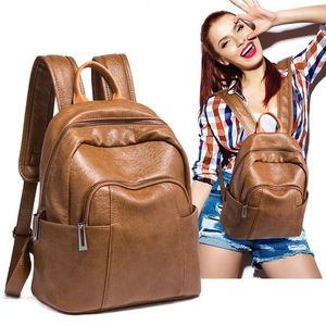 Bolsas escolares Mulheres de couro genuíno mochila mochila ombro feminino Óleo feminino Cera de capota de caça -mochila mochila