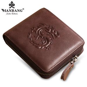 Carteiras Mang New Genuine Leather Men Men Carteira Bolsa