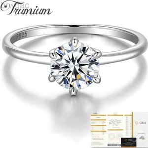 Solitaire Ring Trumium 0,5/1 ct D anel de moissanita colorido para mulheres Ringos de moissanita de diamante S925 Bandas de casamento de noivado de prata finas jóias d240419