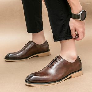 Dress Shoes Soft Handmade Office Business Formal Footwear Male 38-44 2024 Men's Genuine Cow Leather Wholecut Oxfords Classic