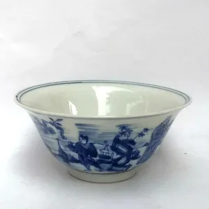 Decorative Figurines Collected China Old Blue-and-white Porcelain Painting Landscape Figure Bowl Dish Family Decoration Gift