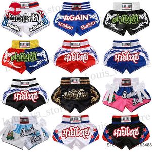 Shorts masculinos Muay thai shorts bordados bordados tailandeses shorts homens homens crianças kickboxing calças de luta de ginástica luta contra artes marciais engrenagem t240419