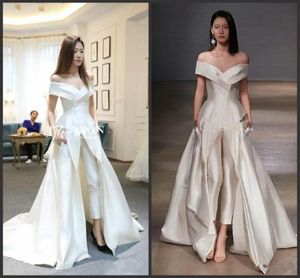 2020 nowe sukienki dla kobiet kombinezon z długimi pociągiem białe suknie wieczorowe z ramiona Sieknięcie Elegancka Zuhair Murad sukienka Vestidos F1516744